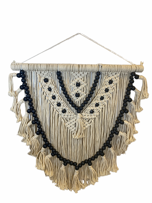 Wall decor macrame beads black