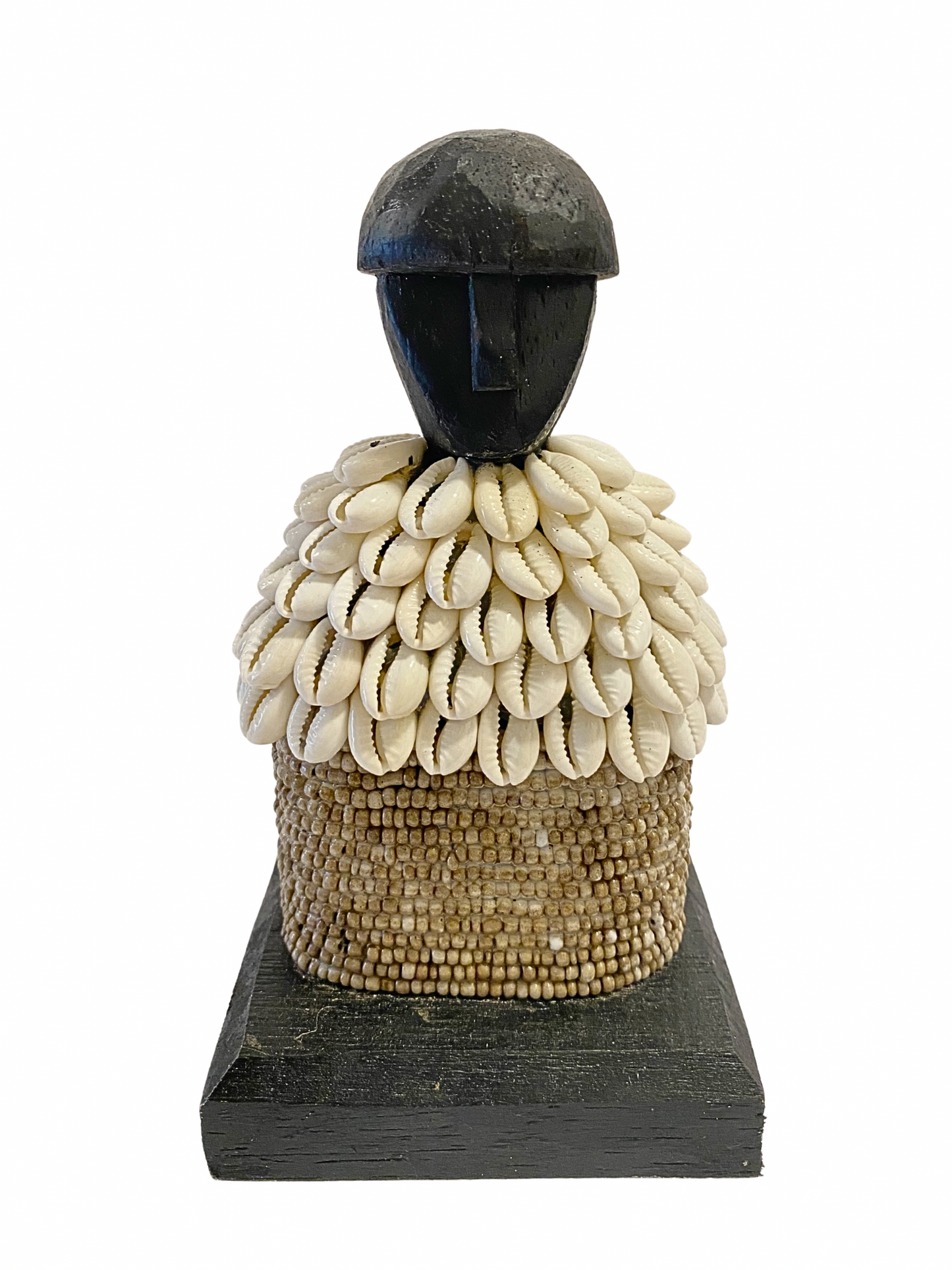 Hand Carved Tribal Statue 18cm - wood Figure With Cowrie Shell from Bali