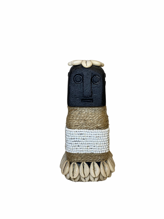 Hand-Carved Stone & Shell Figurine White