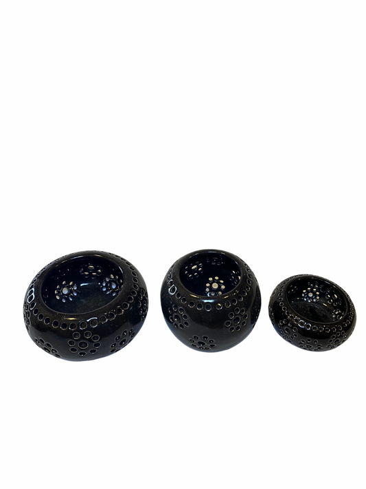 Candle holder ceramic black size S , M , L