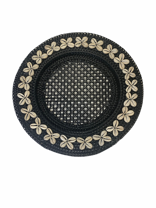 Rattan shell placemat black