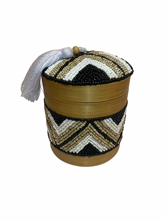 Beaded bamboo box