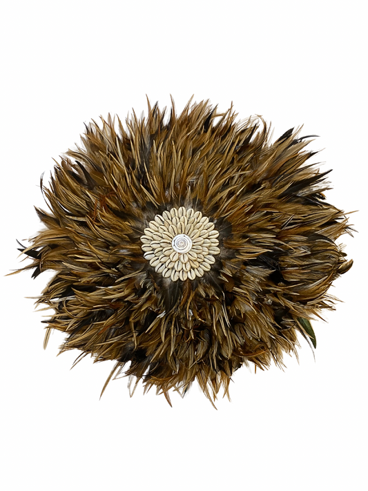 Wall hanger feather shell round brown black size M