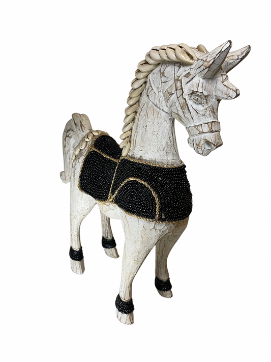 Statue wood horse bead black