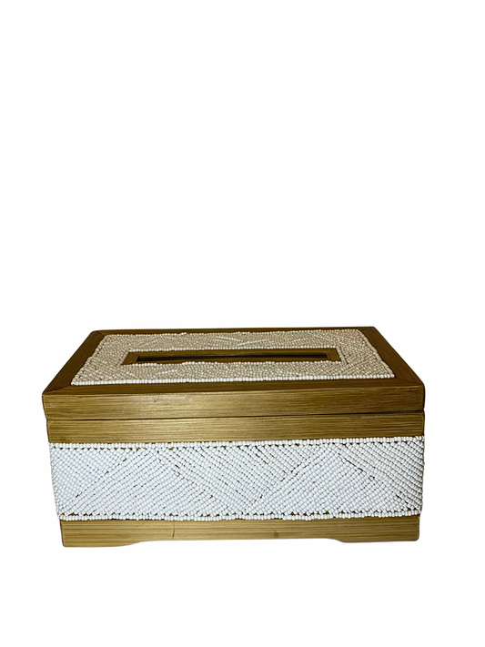 Box tisue beads white