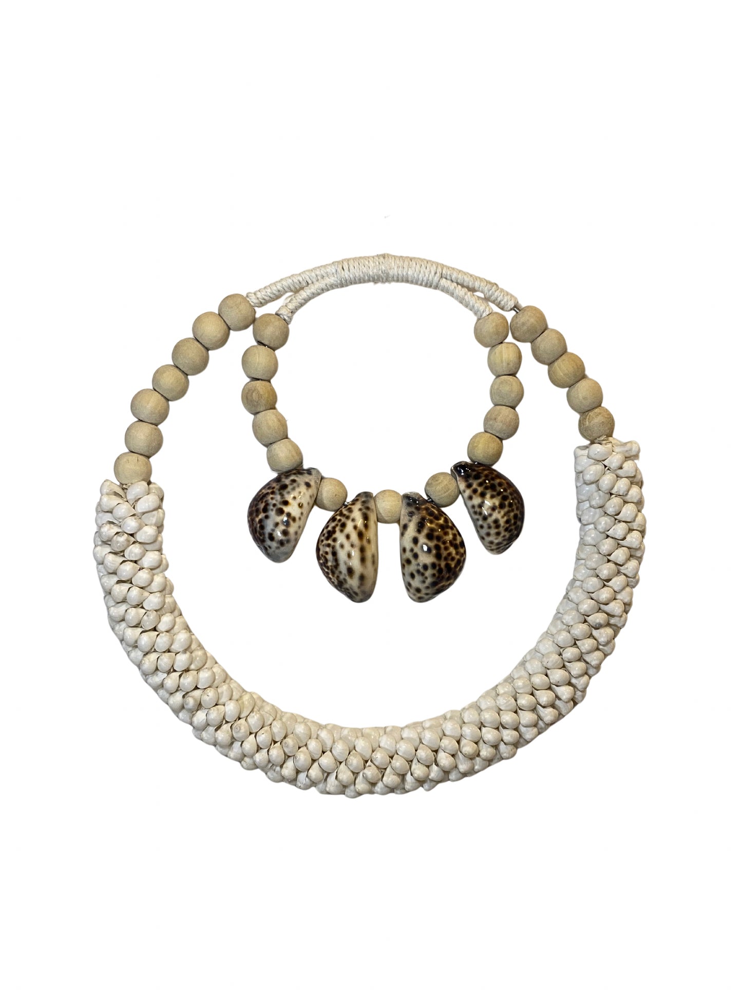 Double necklace tiger beads white - 32cm