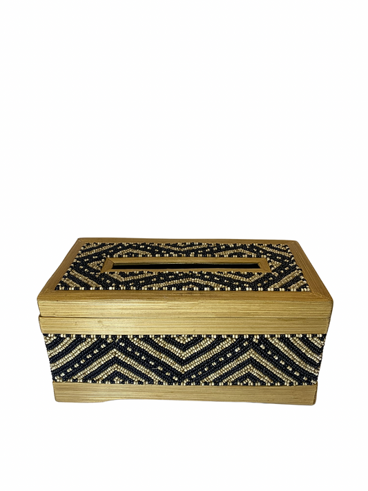 Box tisue beads black white