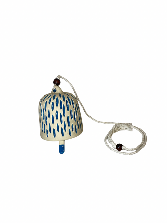 Blue raindrop bell Cermaic size M