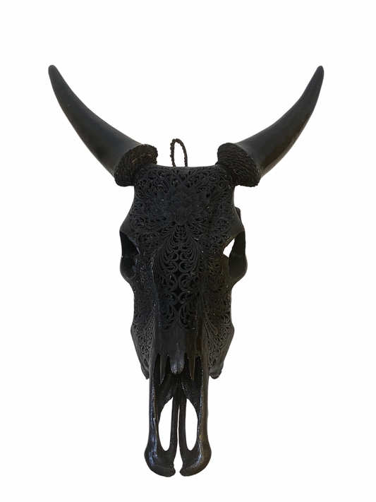 Wall decor real carved Buffalo  black