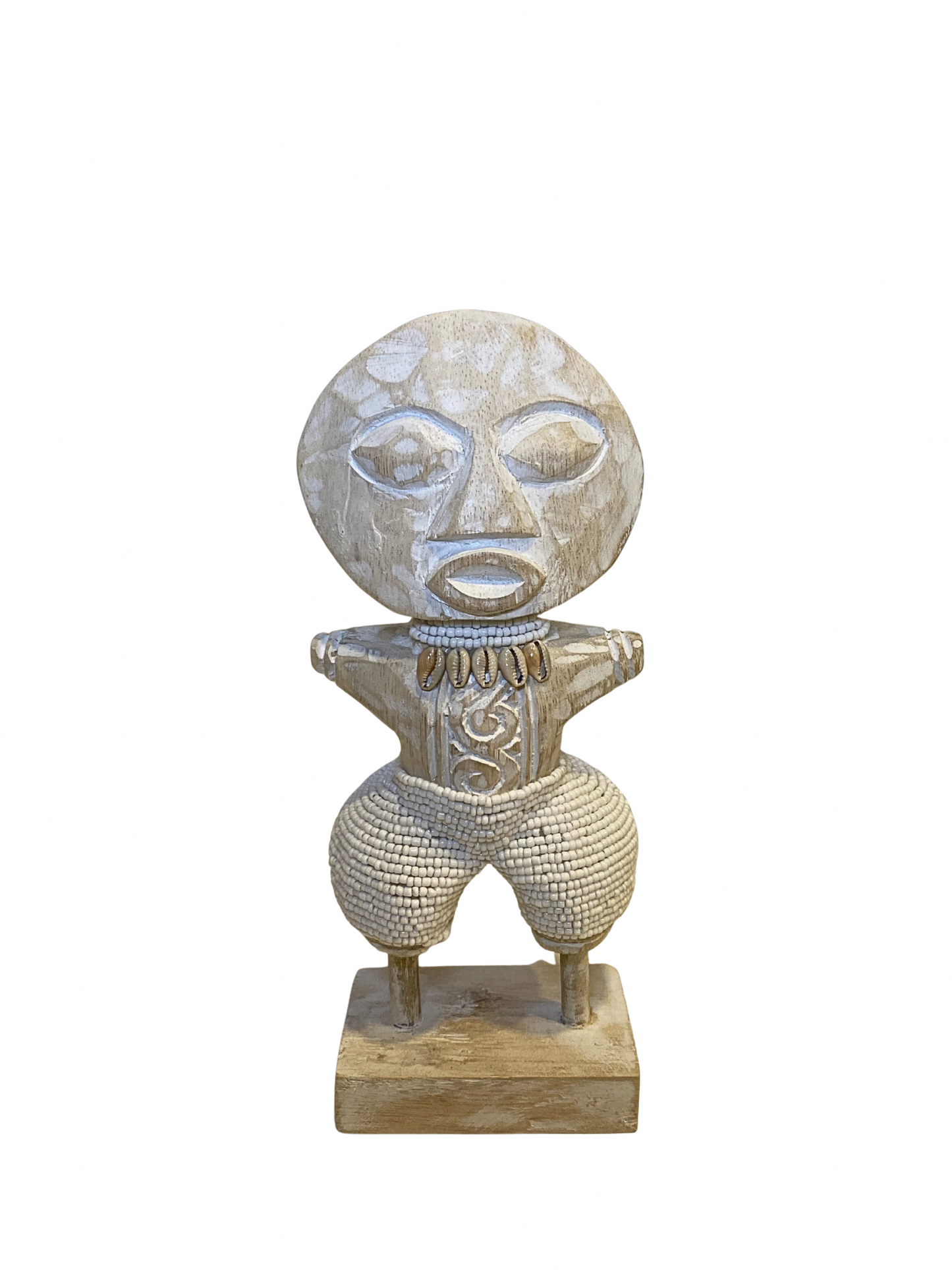 set Wooden Beaded Tribal Statues white size S,M,L