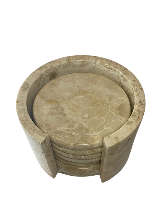 Classic Marble Coaster Set with Holder