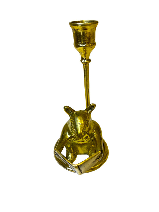 Brass deco mouse candle holder