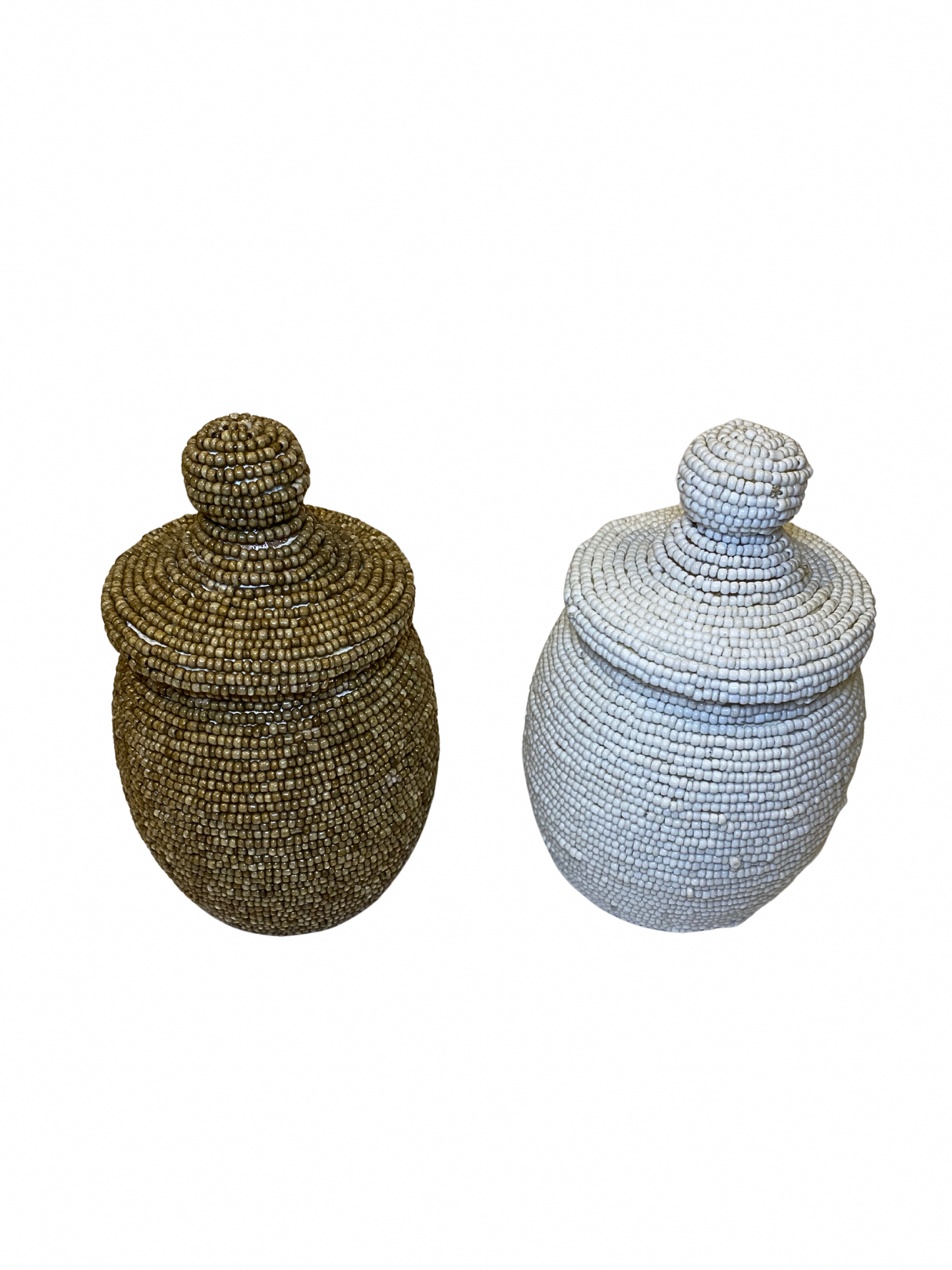 Jar bead white and brown