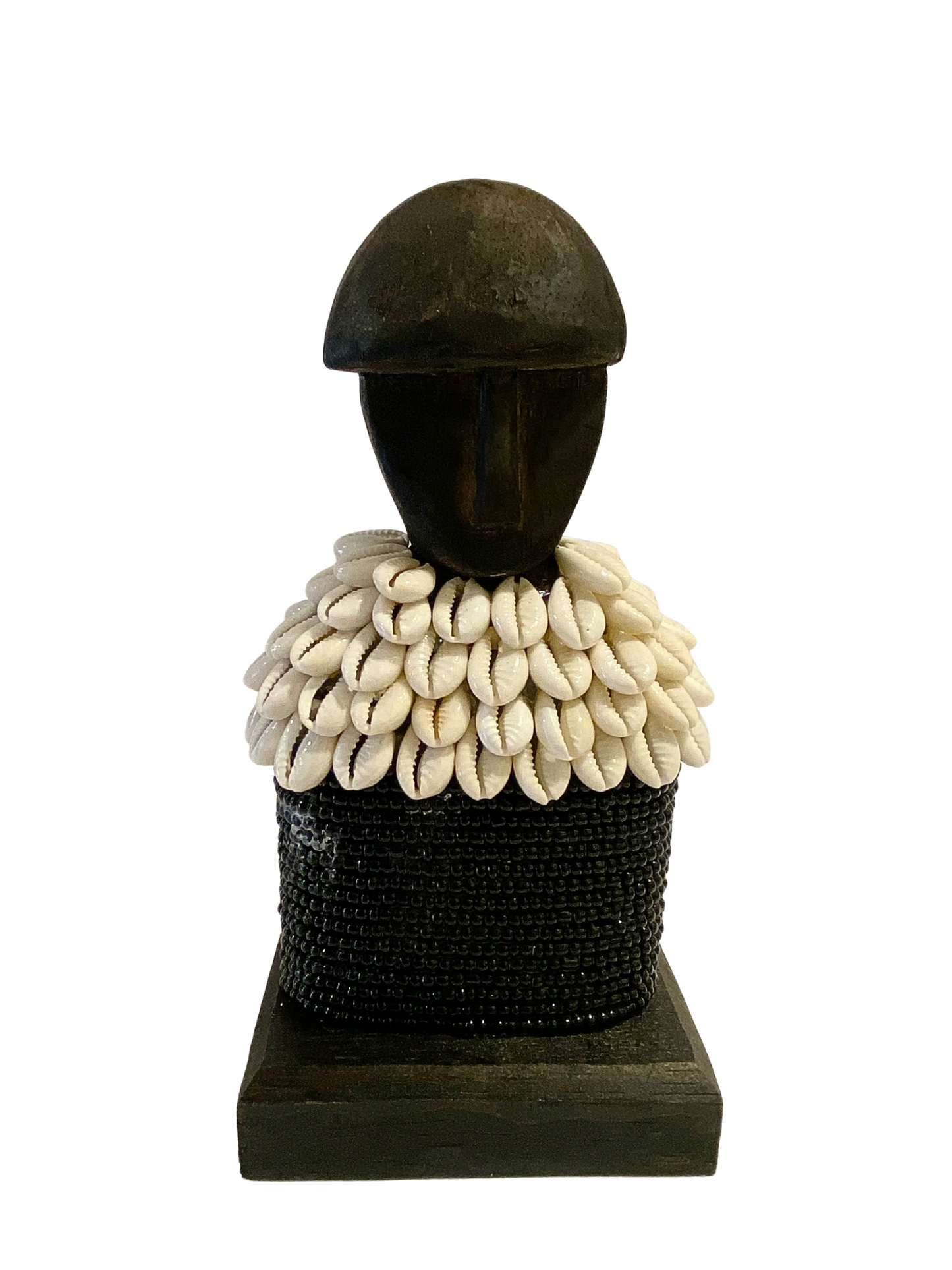Hand Carved Tribal Statue 18cm - wood Figure With Cowrie Shell from Bali