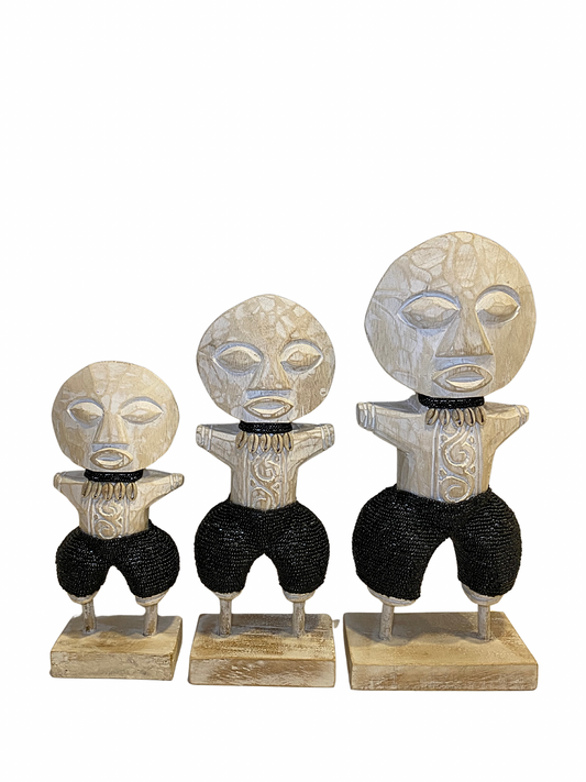 Wooden Beaded Tribal Statues black  size S,M,L