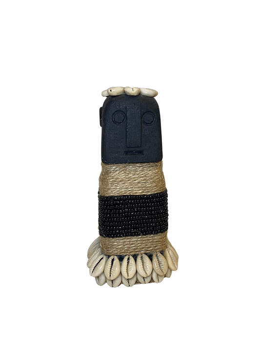 Hand-Carved Stone & Shell Figurine black