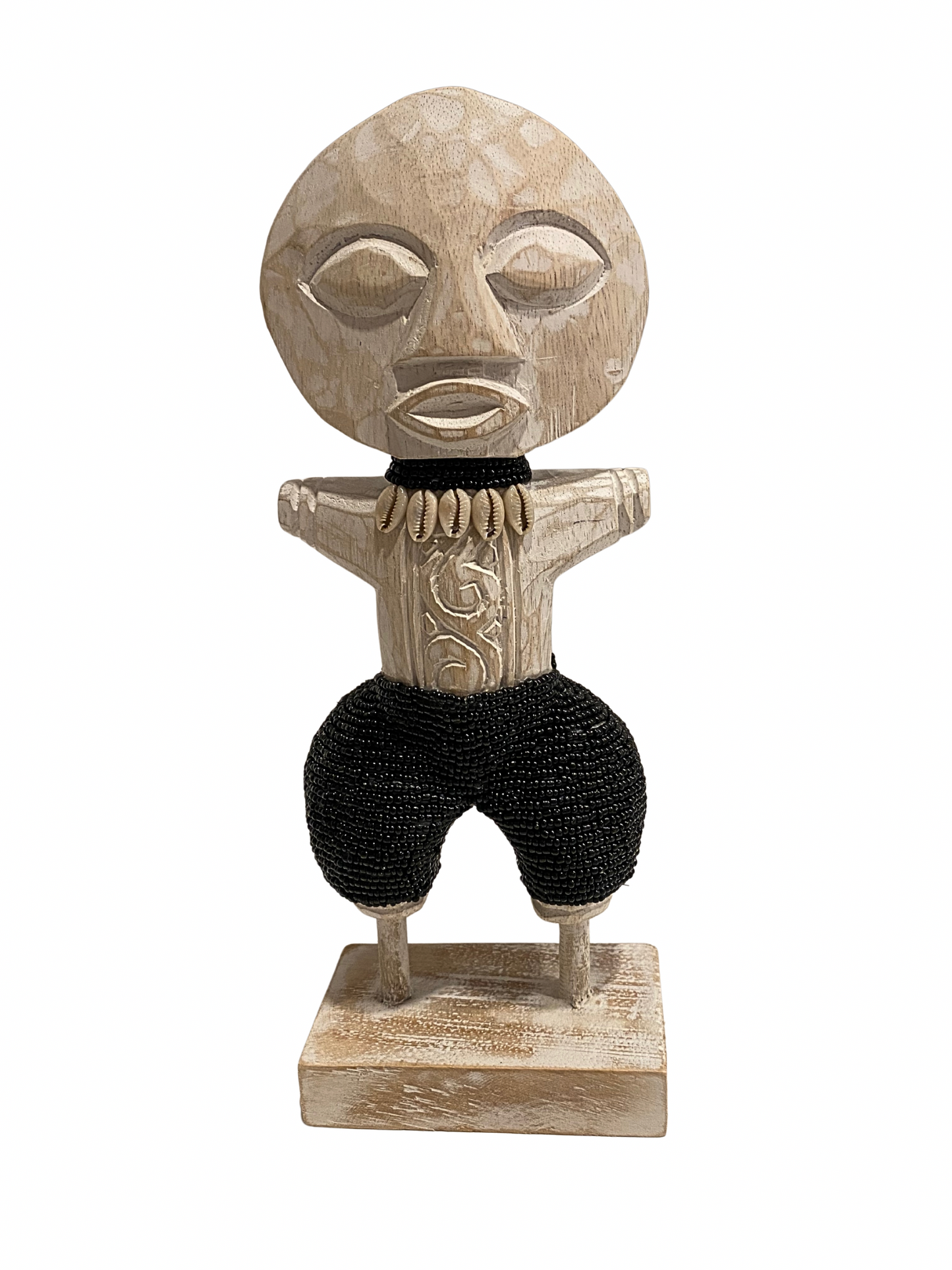 set Wooden Beaded Tribal Statues black  size S,M,L