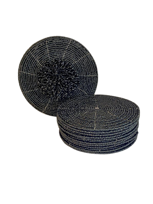 Set beaded coaster with box black