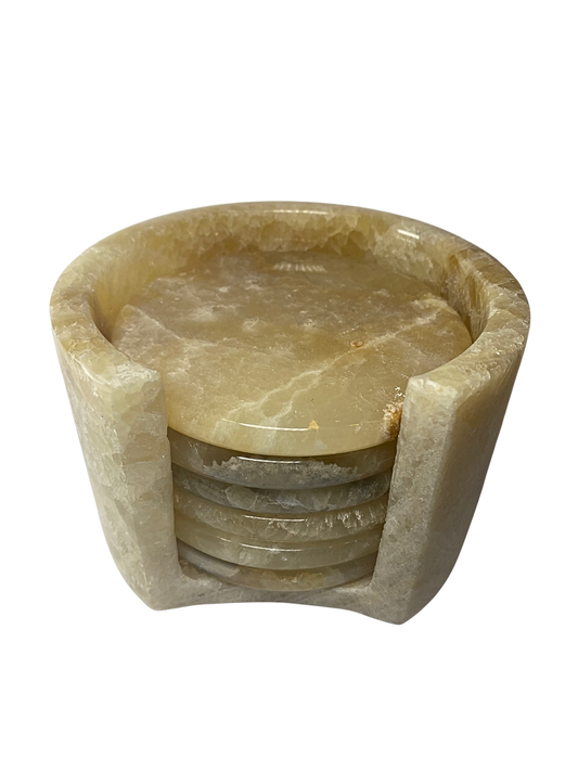Natural Onyx Stone Coaster Set with Holder.