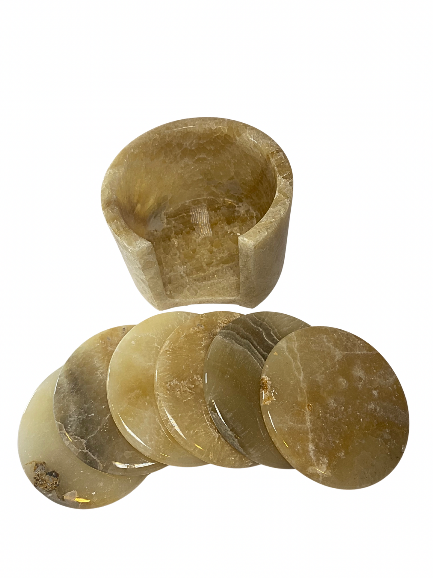 Natural Onyx Stone Coaster Set with Holder.