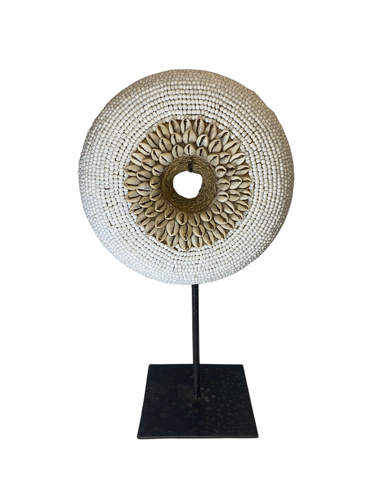 Beads white shell donut on stand