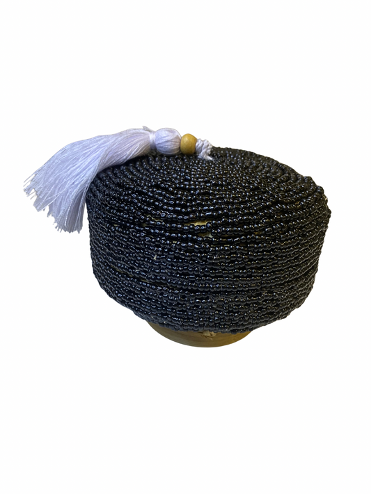Box round beaded black