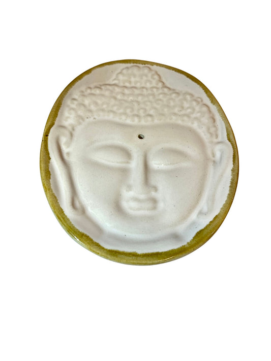 Ceramic incense budha white