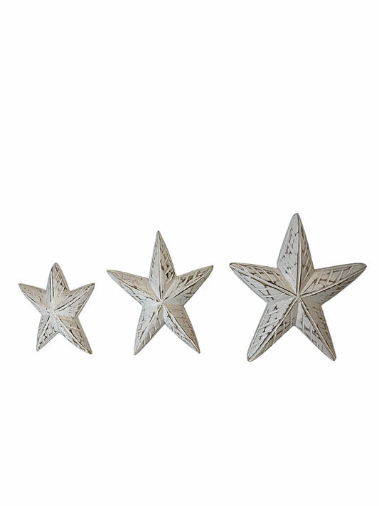 SET Wooden star white size S, M, L