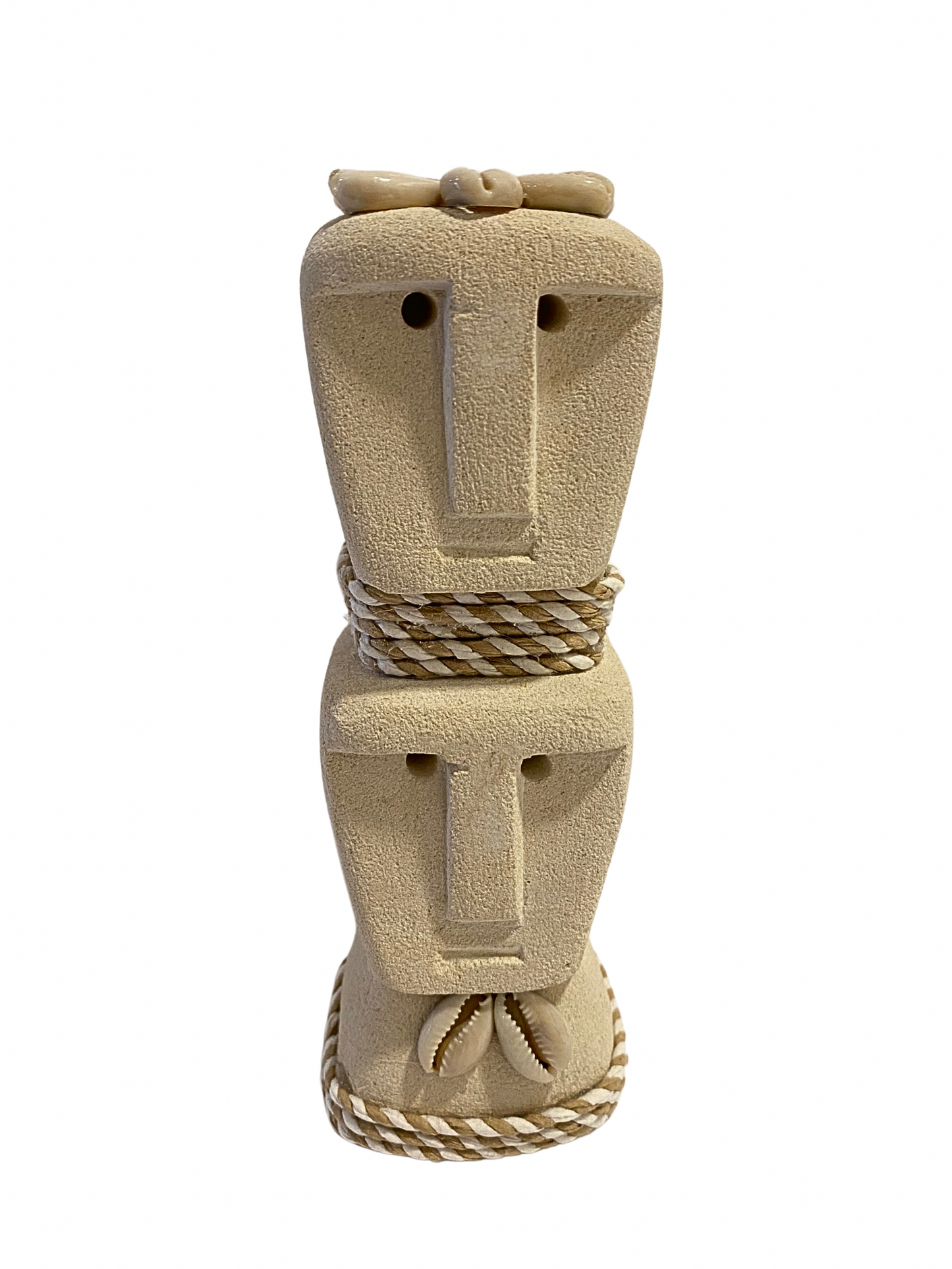 Hand Carved Tribal Statue - Stone Figure With Cowrie Shell from Bali