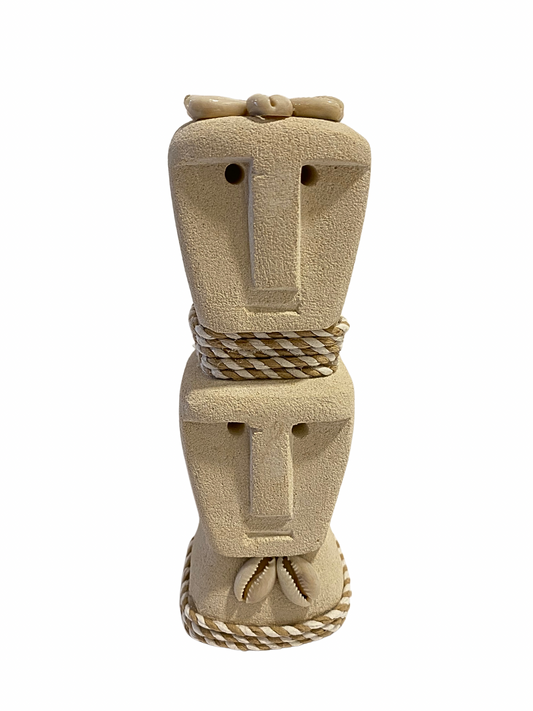Hand Carved Tribal Statue - Stone Figure With Cowrie Shell from Bali