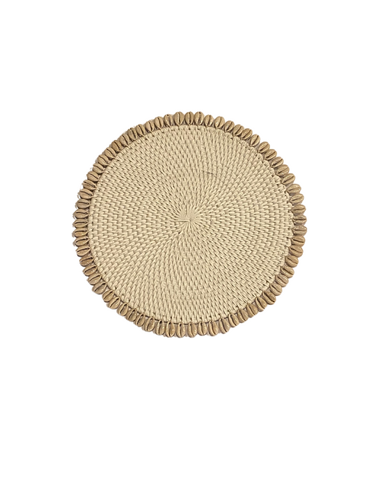 Rattan shell placemat white