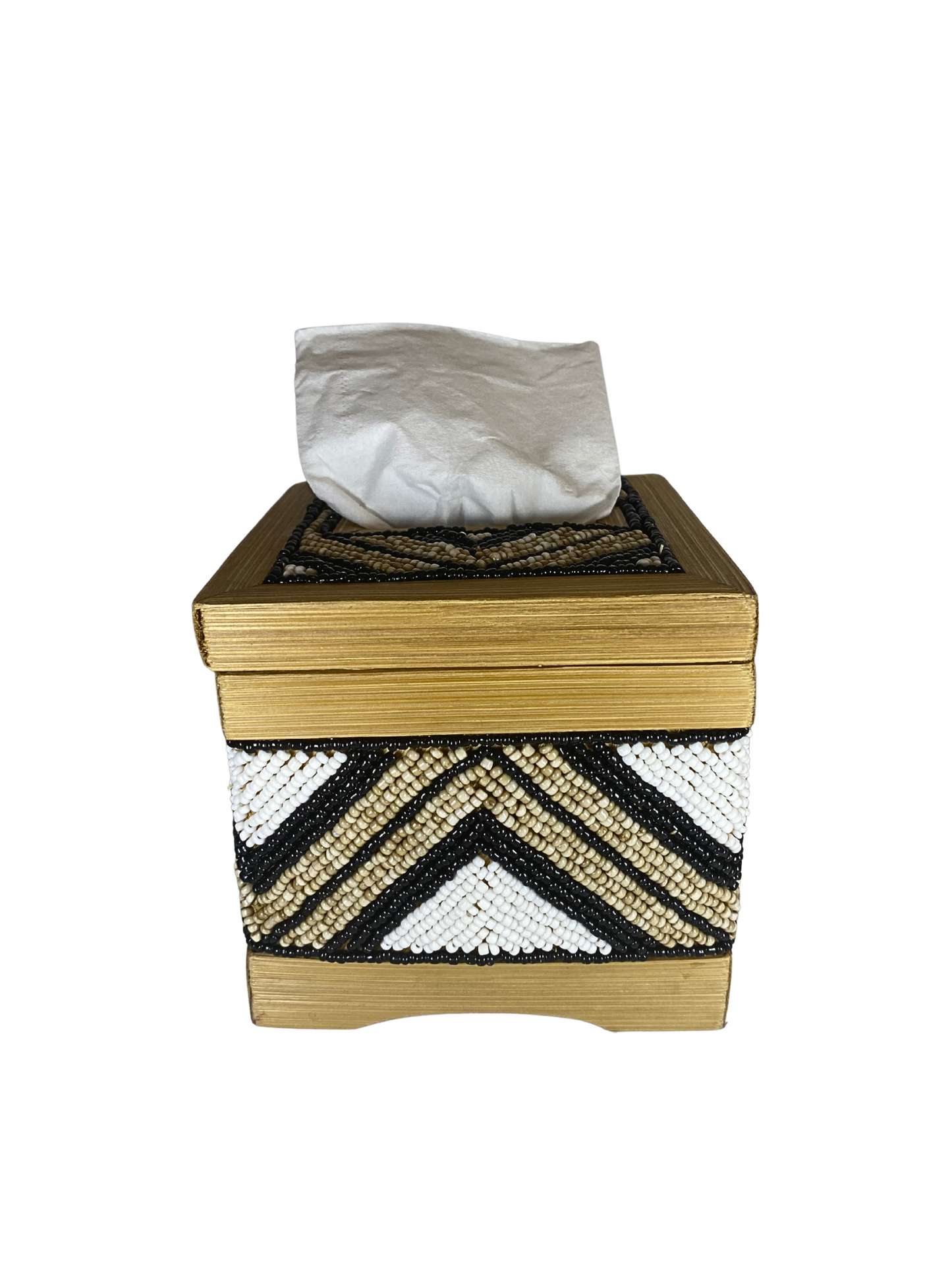 Box tisue beads white black brown