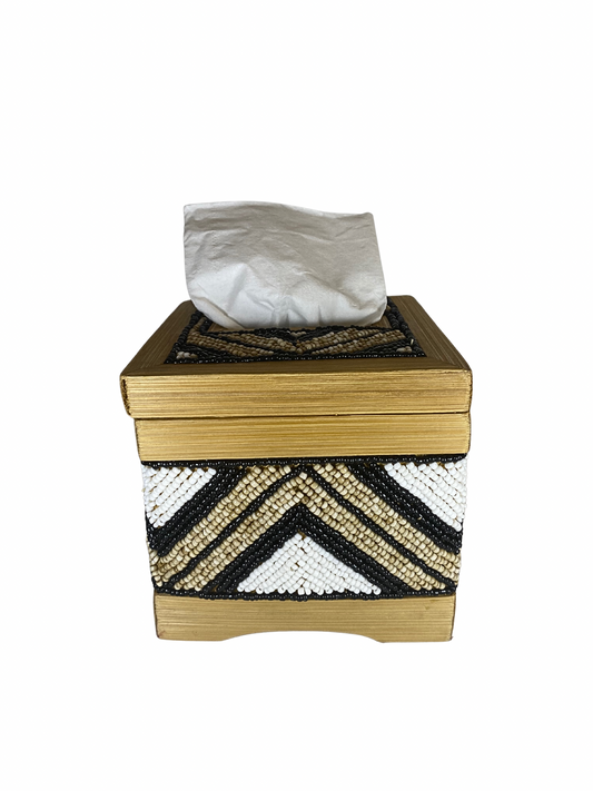 Box tisue beads white black brown