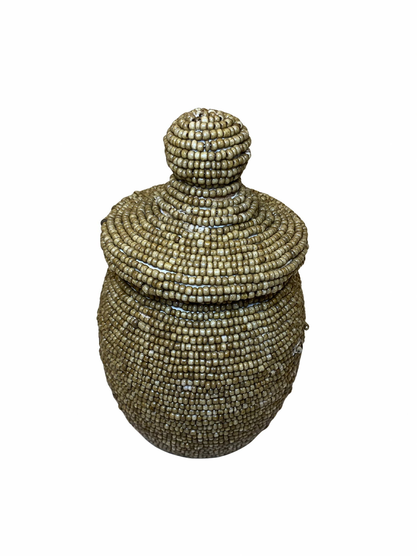 Jar bead white and brown