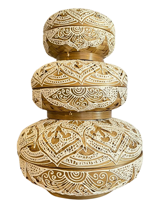 Set bamboo bowl white