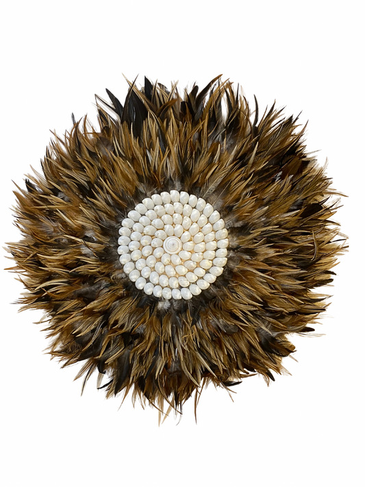 Wall hanger feather Shell round brown black size M