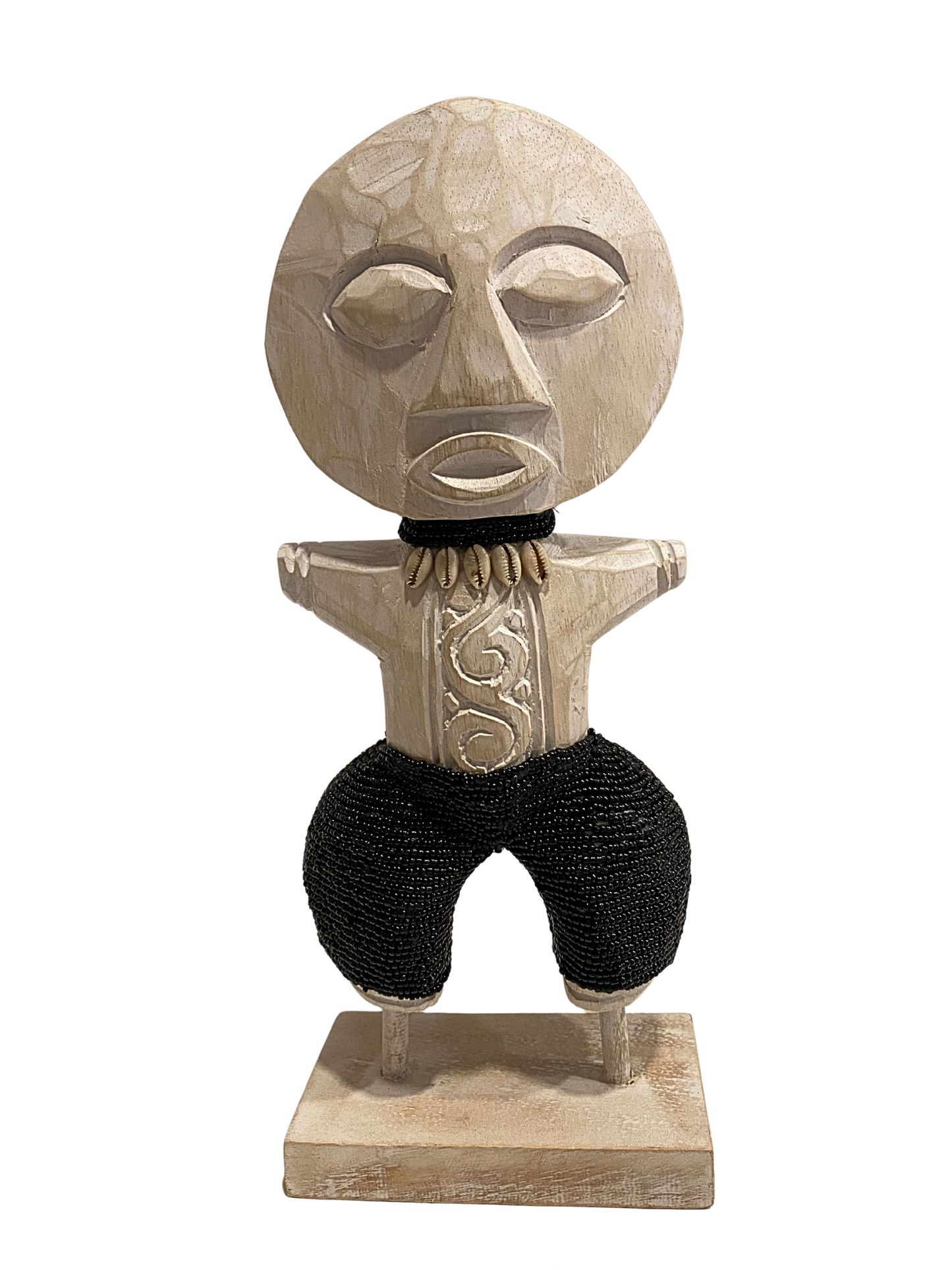 set Wooden Beaded Tribal Statues black  size S,M,L
