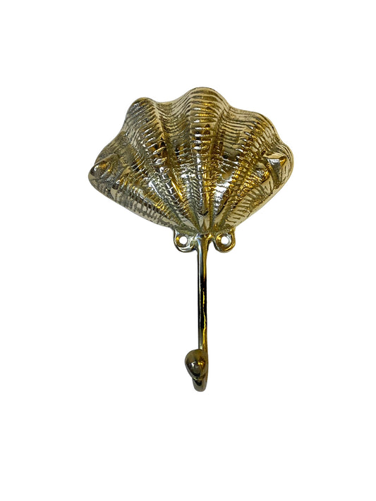 Brass deco scallop shell hooks