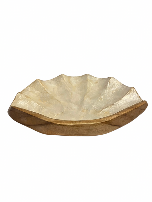 Clam wood ring dish