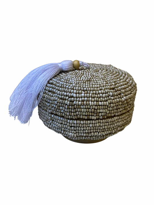 Box round beaded natural colour